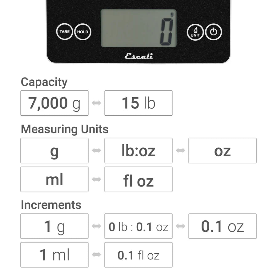 Escali Arti Glass Kitchen Scale - Black