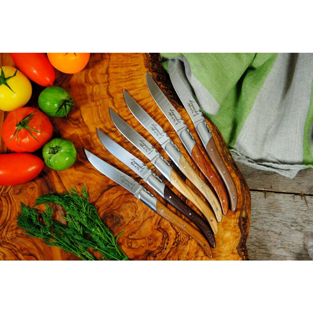 Laguiole Luxury Steak Knives Set Of 6 - Mixed Wood