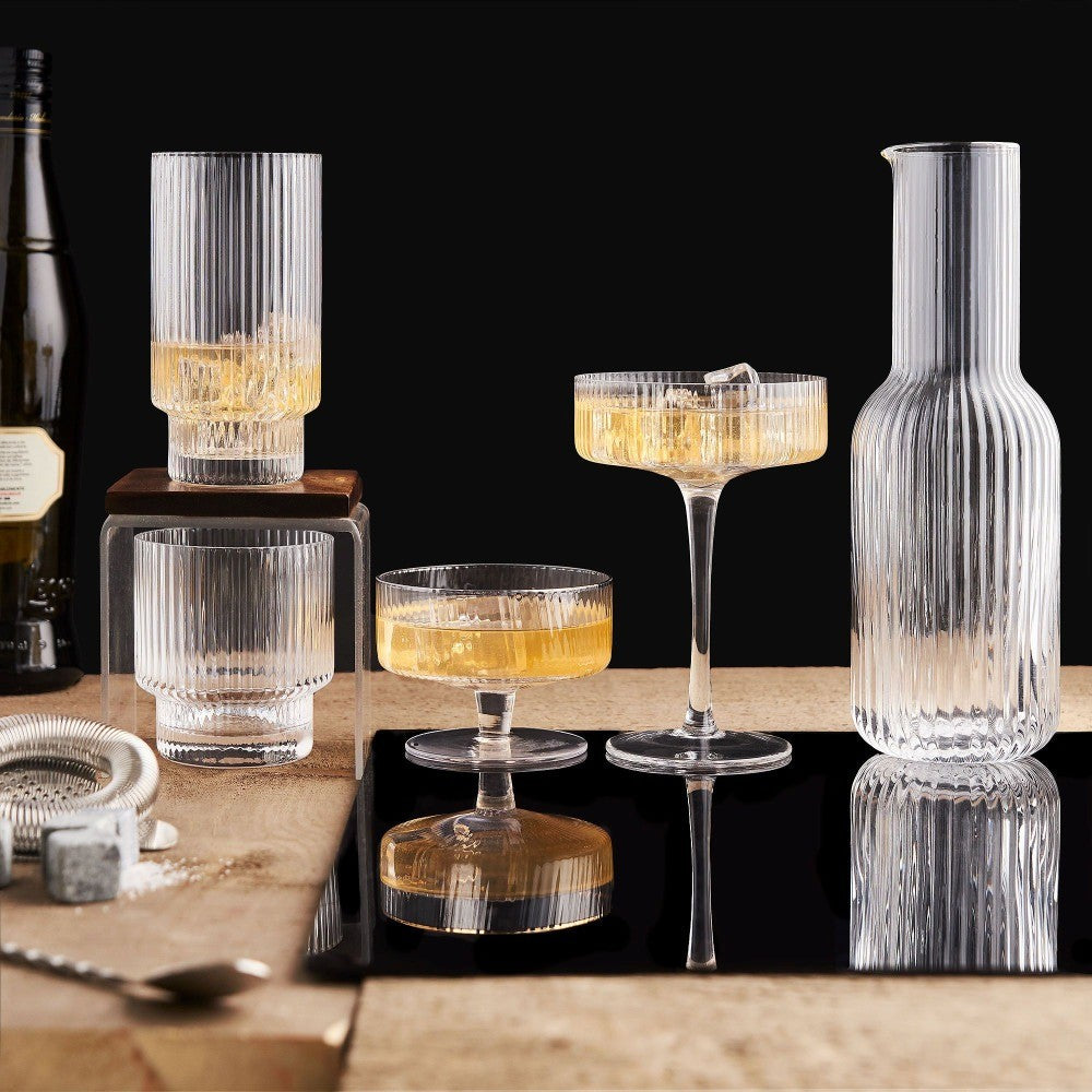 Brilliant Ribbed Clear Cocktail Coupe Glass Set Of 4 - iQ living