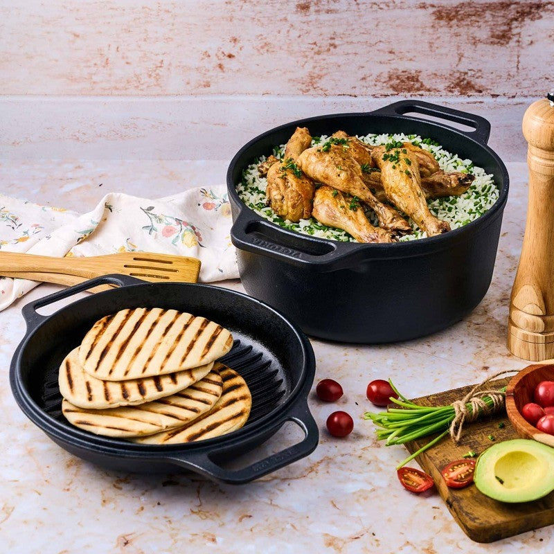 Victoria Cast Iron Dutch Oven & Grill Combo 6 Qt - iQ living