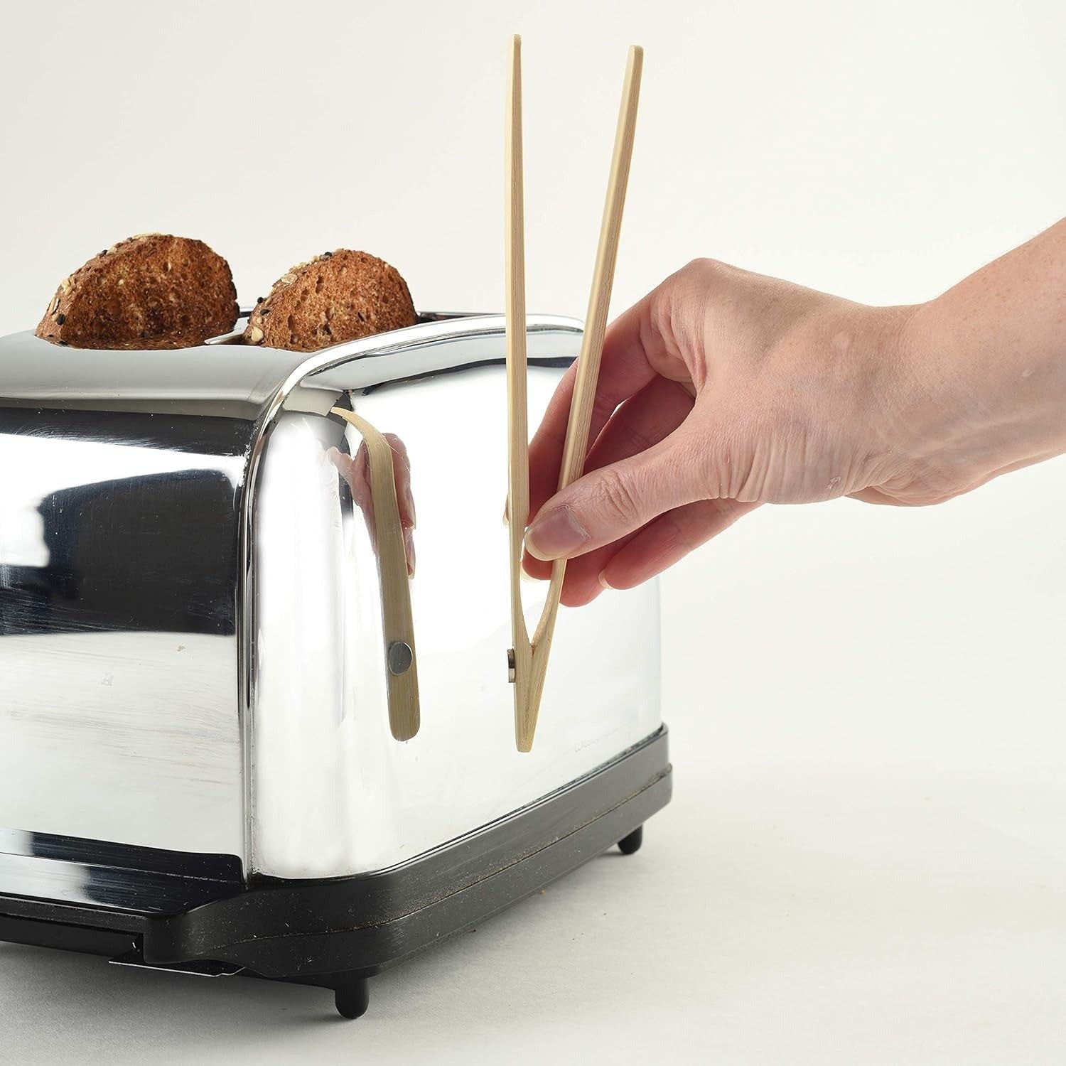 Norpro Bamboo Magnetic Toaster Tongs - iQ living