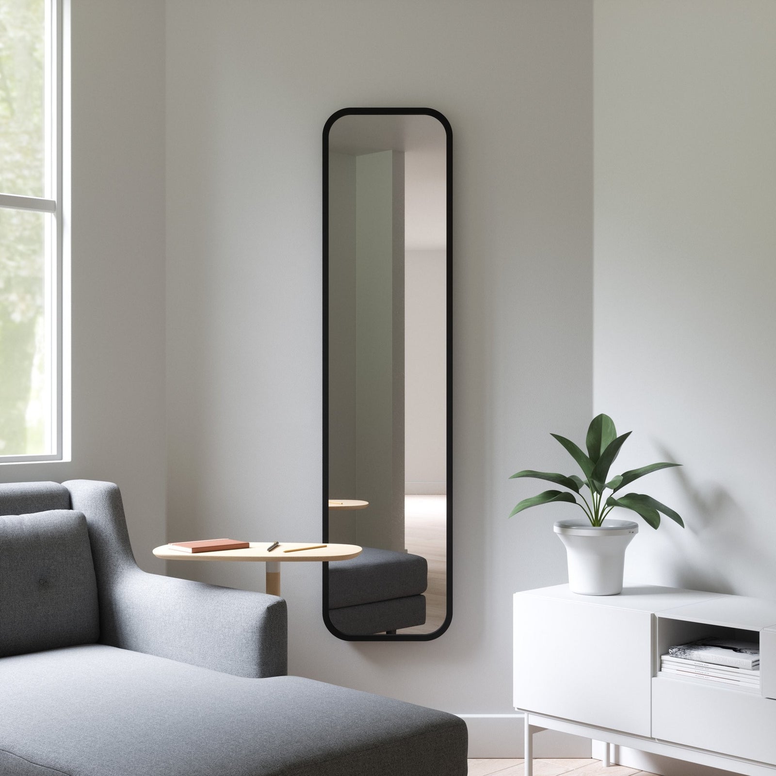 Umbra Hub Leaning Mirror Black 62" x 14.5"