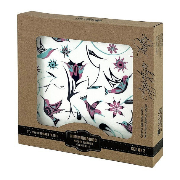 Native Northwest Hummingbird Appetizer Plate Set Of 2 - iQ living