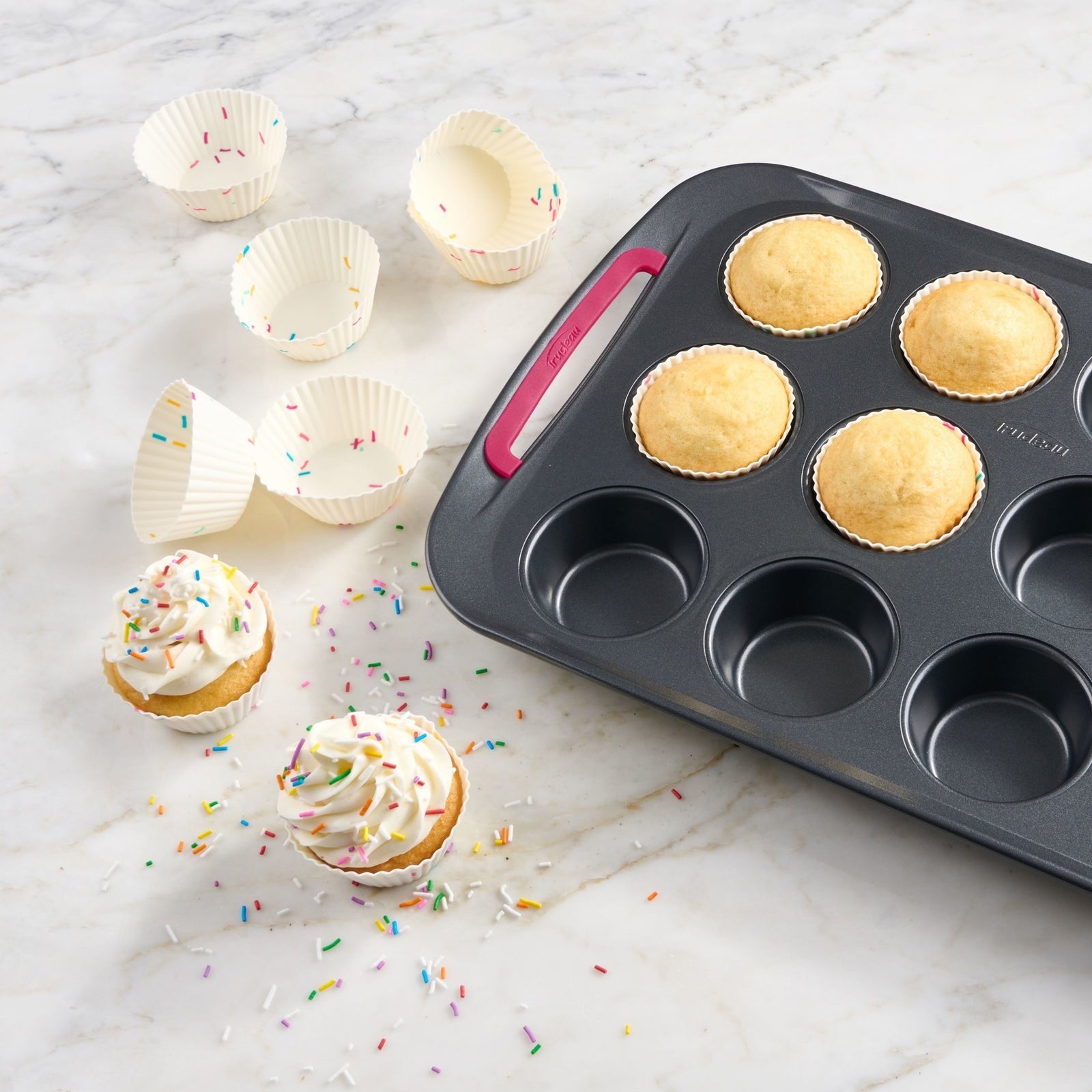 Trudeau Confetti Silicone Baking Cups Set Of 12 - iQ living