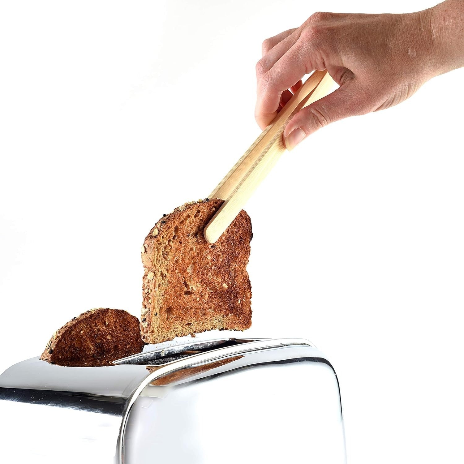 Norpro Bamboo Magnetic Toaster Tongs - iQ living