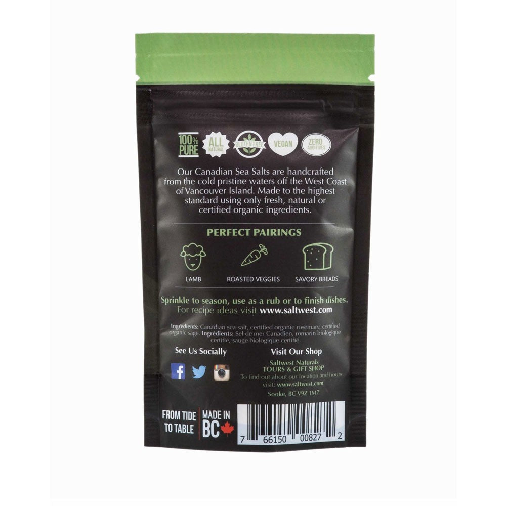 SaltWest Naturals Organic Rosemary Sage Infused Sea Salt 40g