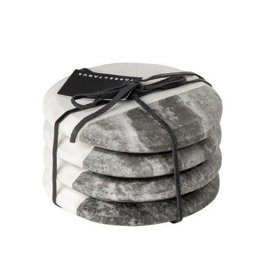 Torre & Tagus Round Two-Tone Marble Coaster Set Of 4