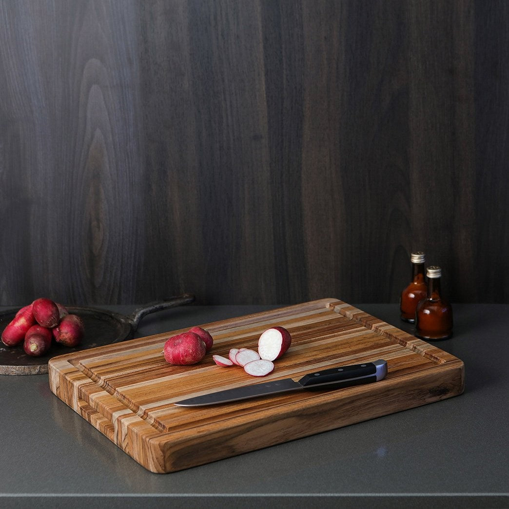 Teak Haus Edge Grain Hand Grips Rectangular Cutting Board - iQ living