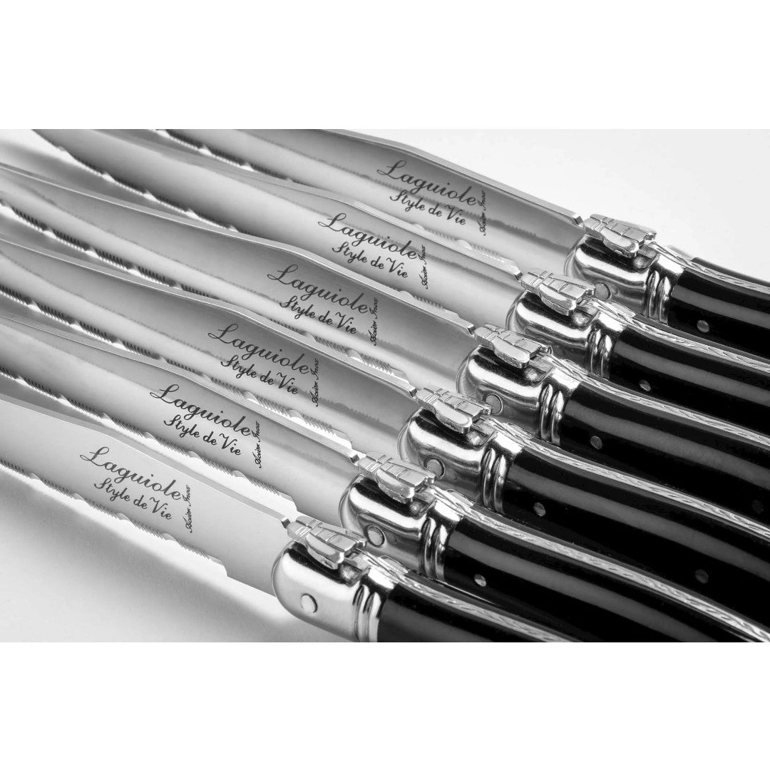 Laguiole Premium Steak Knives Set Of 6 - Black
