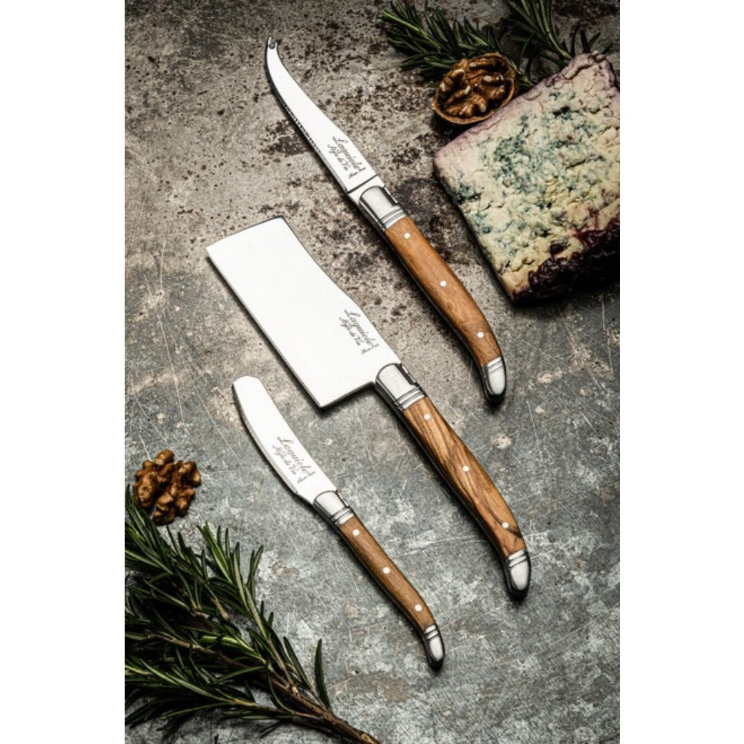 Laguiole Style de Vie Olive Wood Cheese Knife Set Of 3
