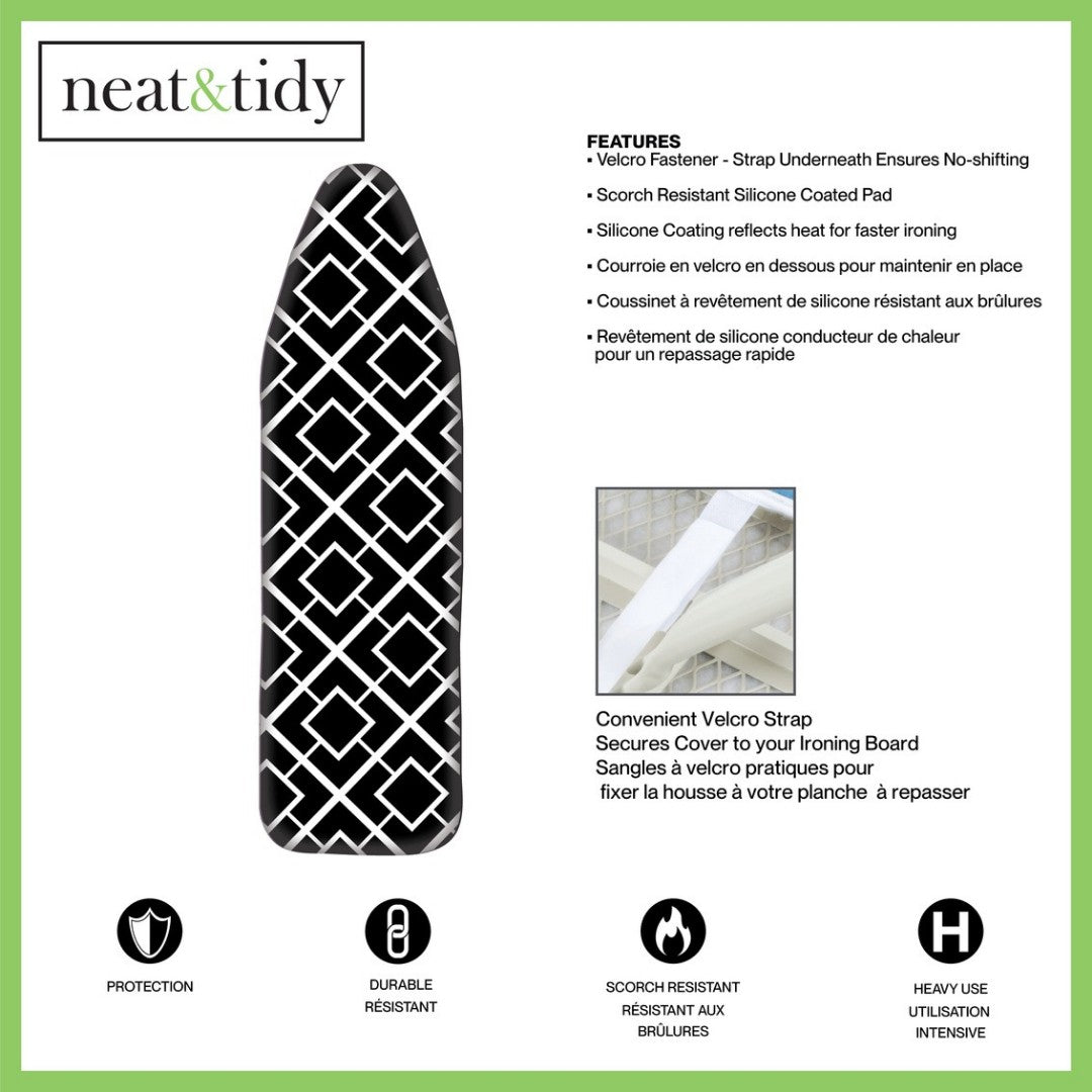Neat & Tidy Ironing Board Cover 15" x 54", Black - iQ living