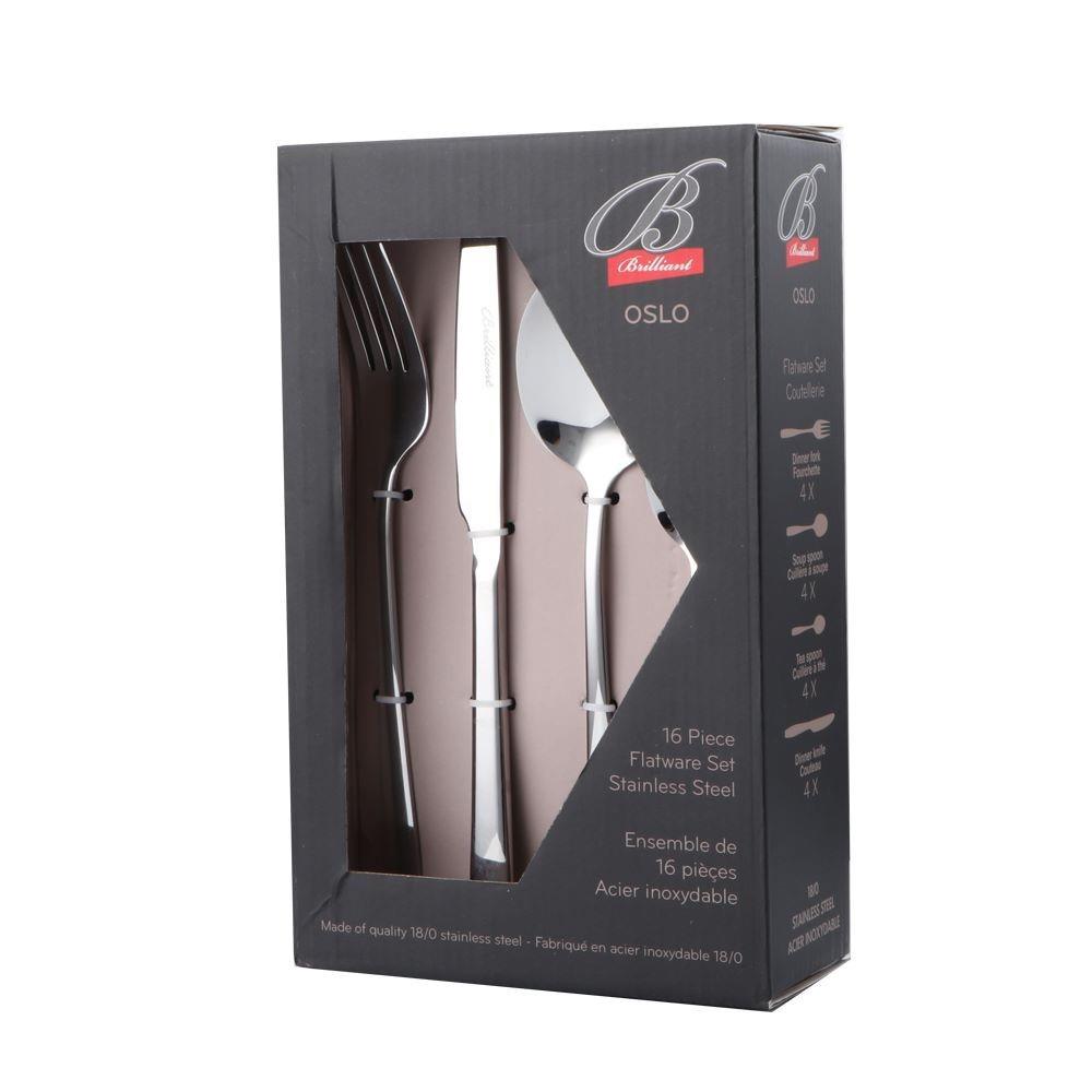 Brilliant Oslo Silver 16-Piece Flatware Set