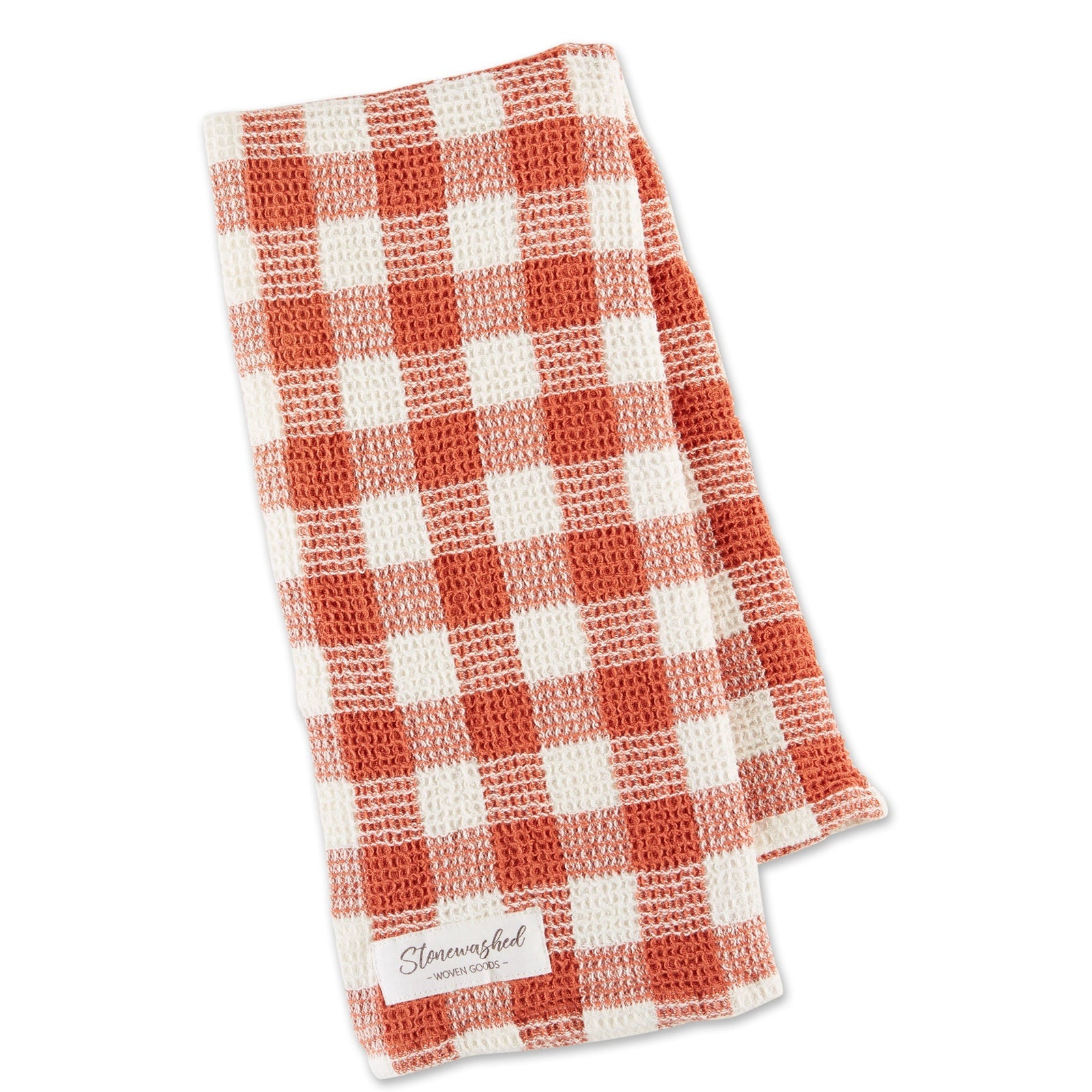 Design Imports Checker Stonewashed Waffle Tea Towel