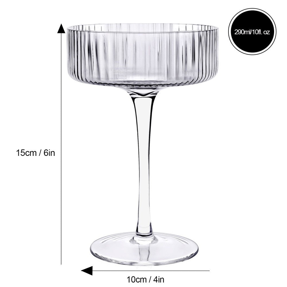 Brilliant Ribbed Clear Cocktail Coupe Glass Set Of 4 - iQ living