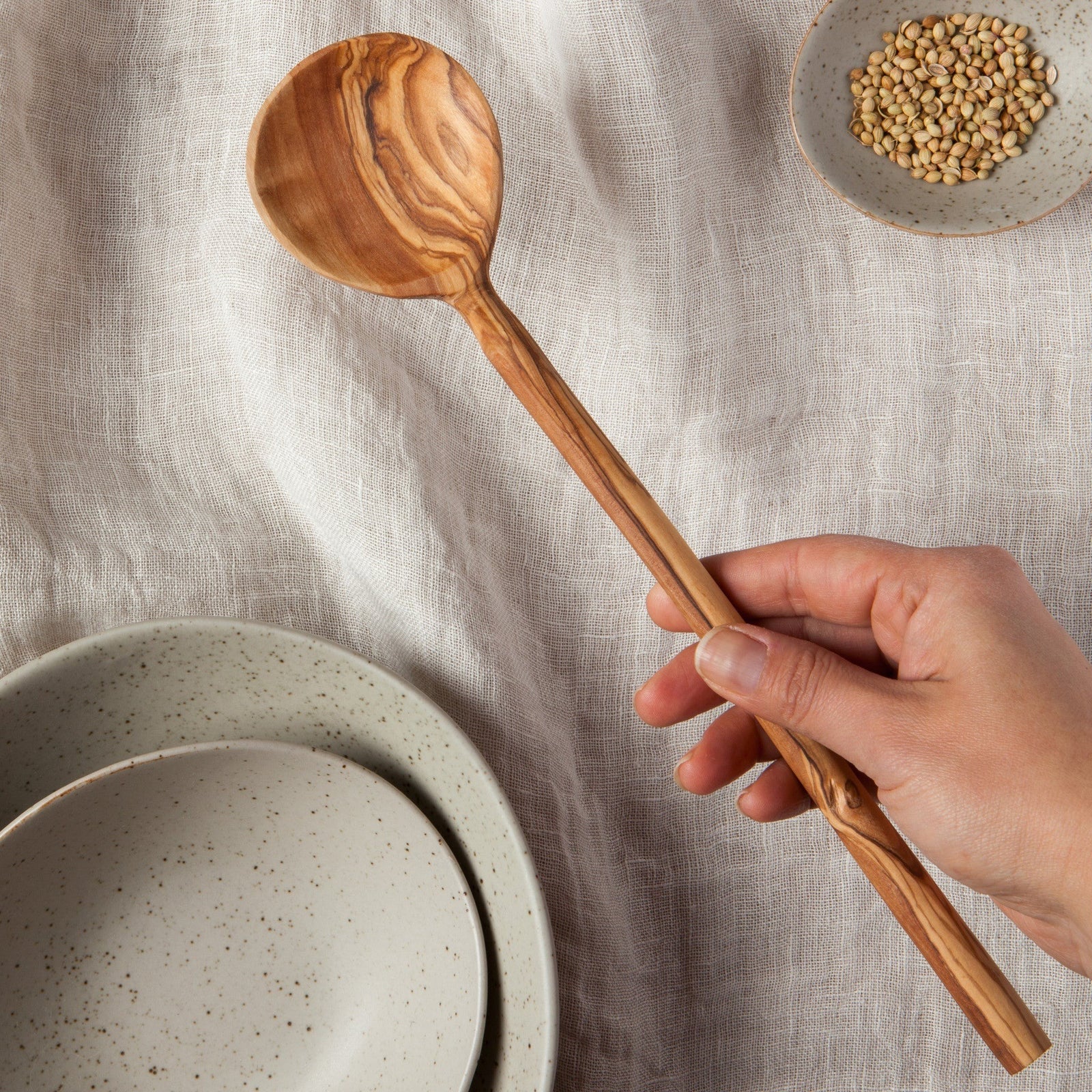 Danica Olive Wood Round Spoon 12"