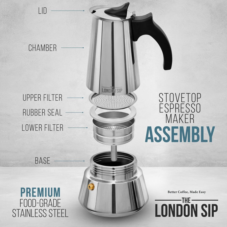 London Sip Stovetop Espresso Maker 6 Cup