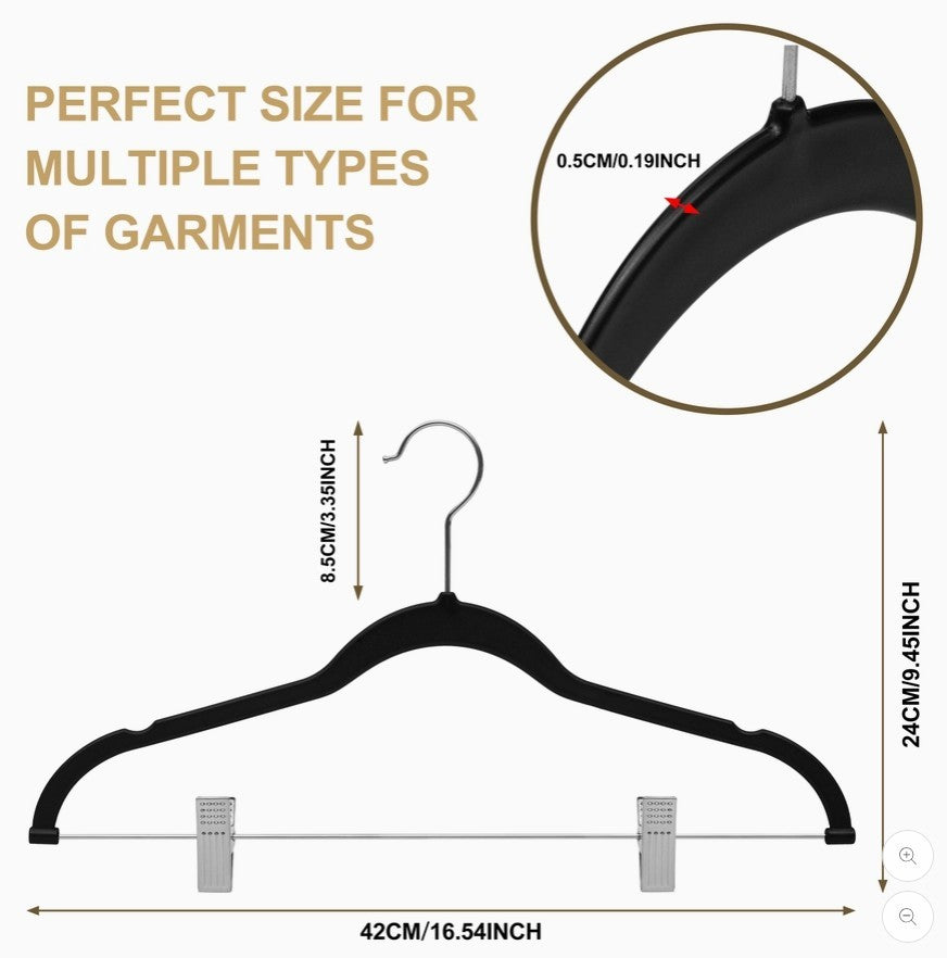 Quality Hangers Slim Black Plastic Skirt Hangers 5 Pack