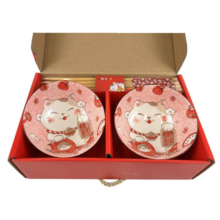 Urban Tokyo Chopstick Gift Set - Neko Cat Red