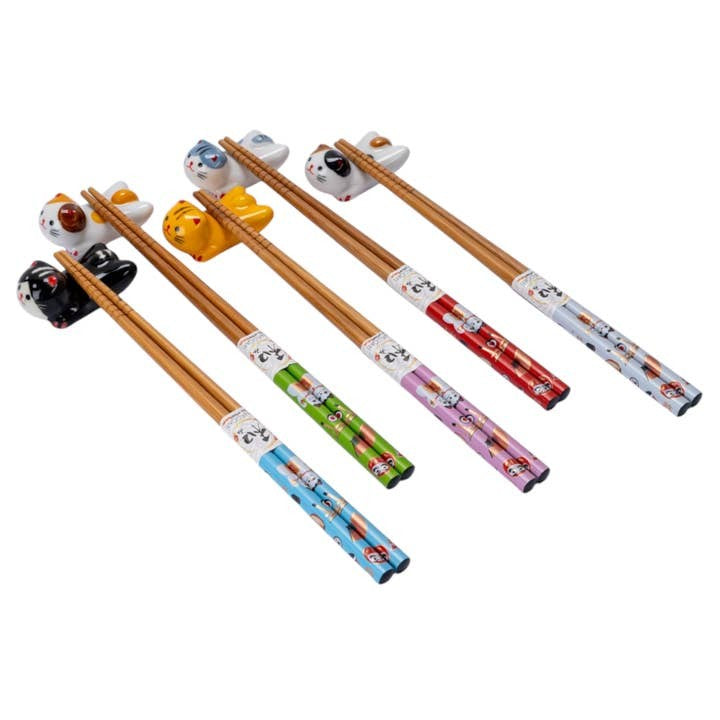 Urban Tokyo 5 Chopstick & Rest Gift Set - Cats