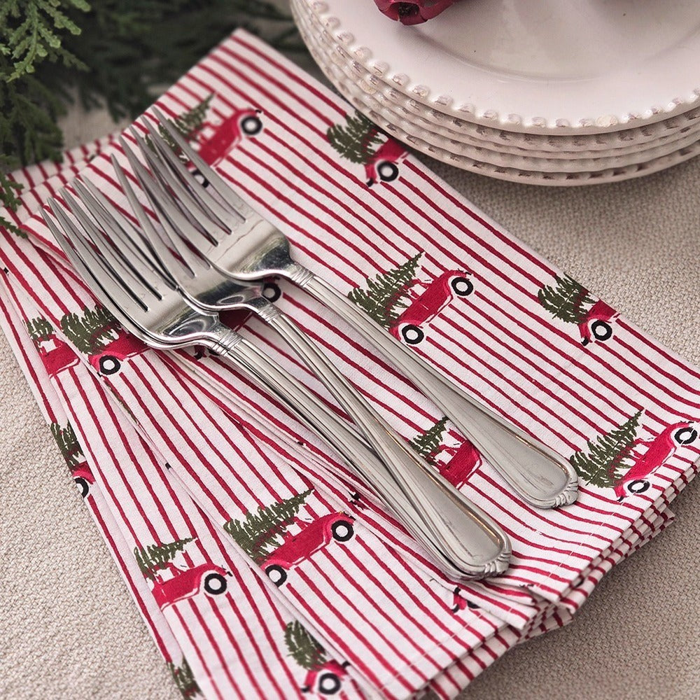 Mahogany Christmas Napkin Set Of 4 Striped Car