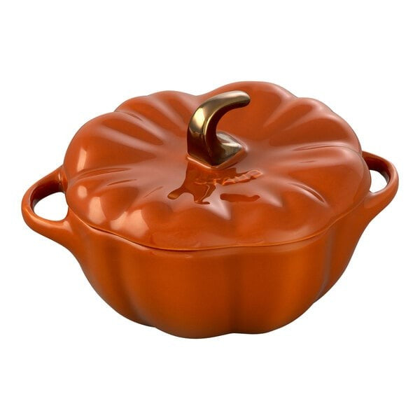 Staub Burnt Orange Ceramic Pumpkin Mini Dutch Oven