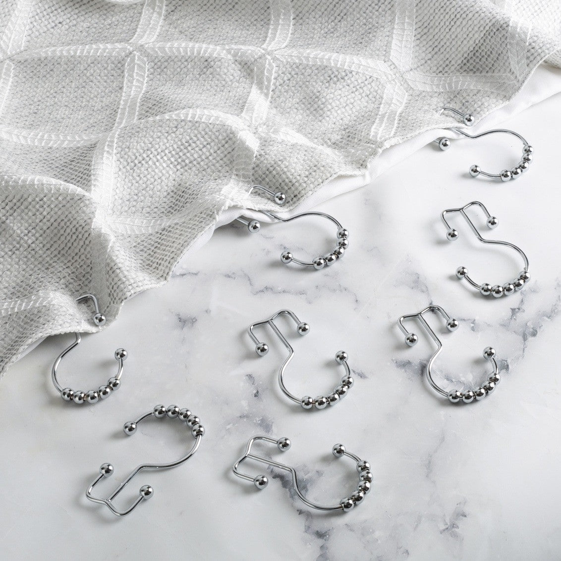 Moda At Home Annex Double Roller Shower Hooks S/12, Chrome