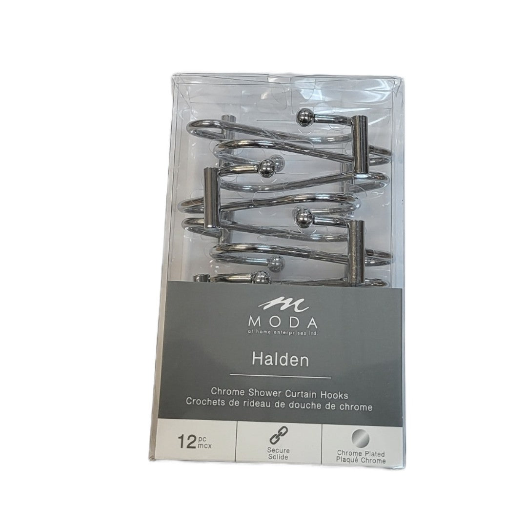Moda At Home Chrome Halden Shower Hooks Pack Of 12