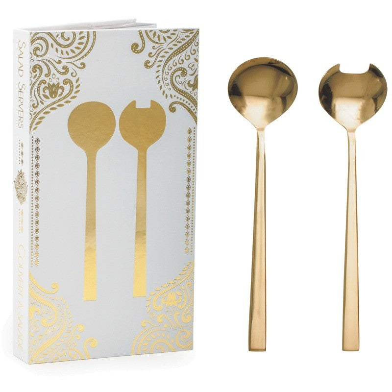 Natural Living Gold Stainless Steel Salad Servers 11"