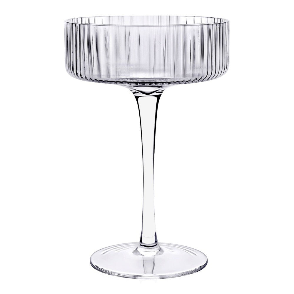 Brilliant Ribbed Clear Cocktail Coupe Glass Set Of 4 - iQ living