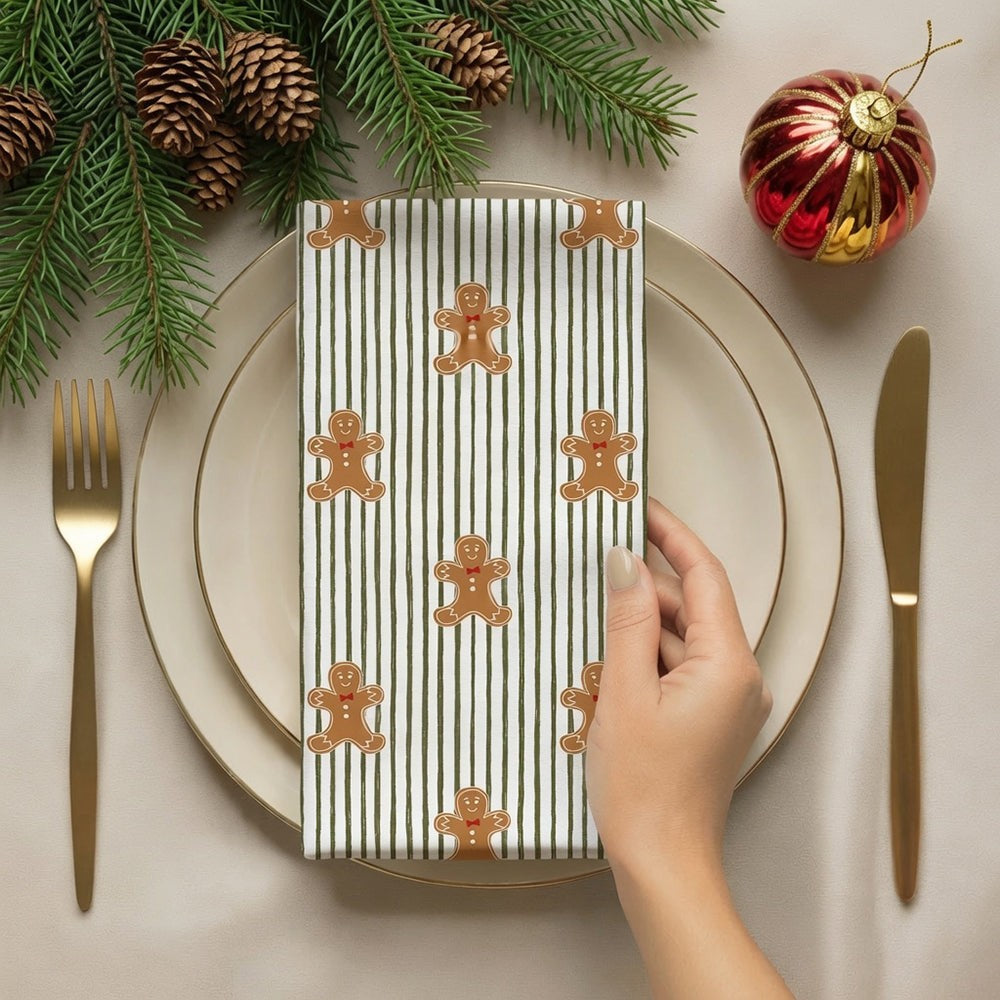 Mahogany Christmas Napkin Set Of 4 Striped Gingerbread