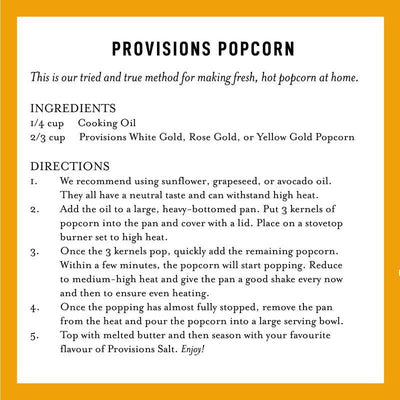 Provisions Food Company Popcorn - Yellow Gold
