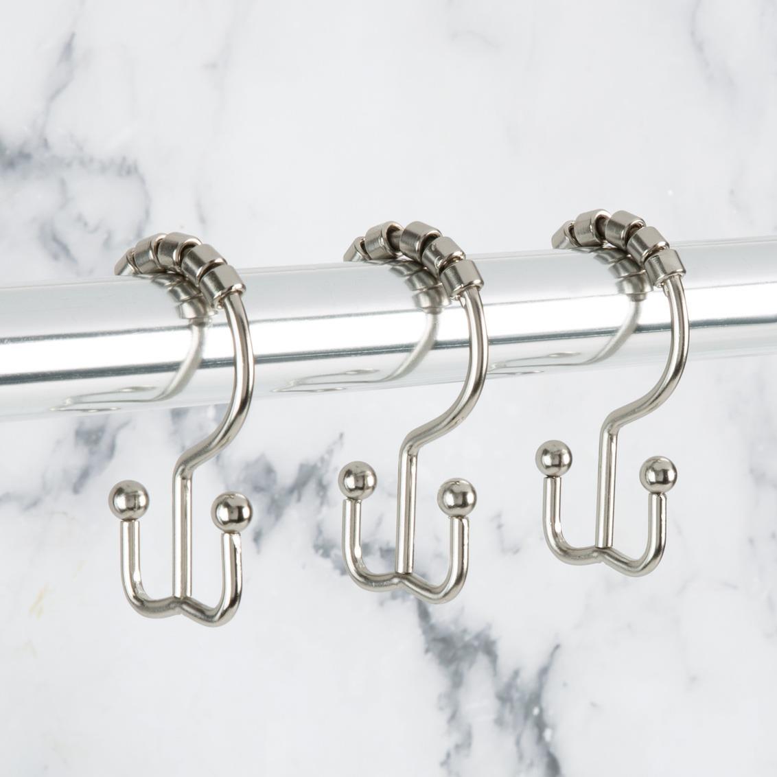 Moda At Home Annex Double Roller Shower Hooks S/12, Brushed Steel