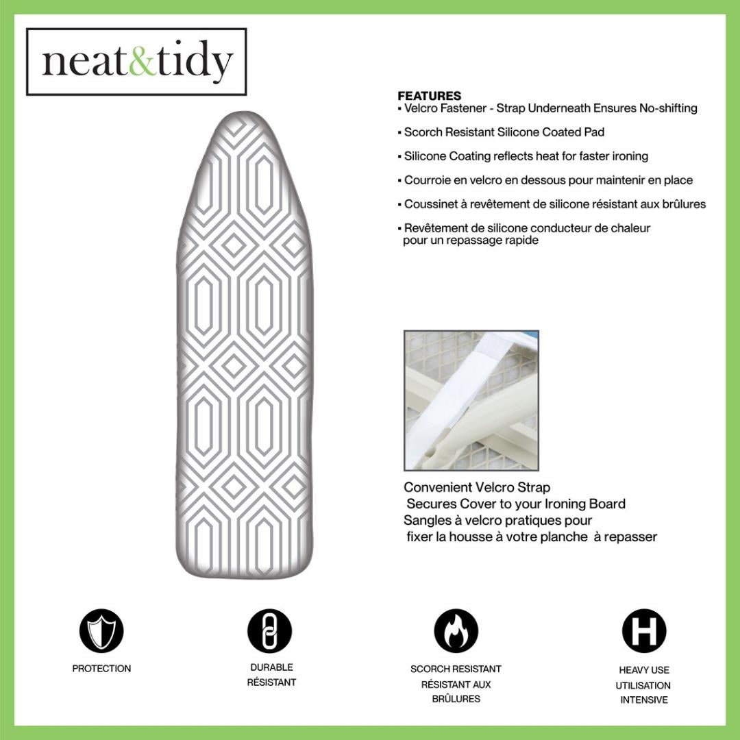 Moda At Home Ironing Board Cover 15" x 54", Geo Silver