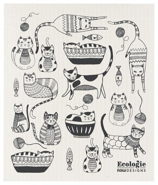 Now Designs Swedish Dish Cloth Purr Party
