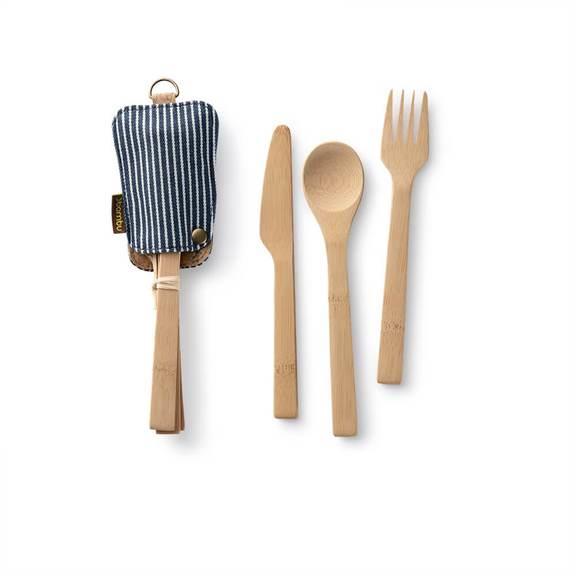 Bambu Lunch Utensil Set With Cotton Carry Case