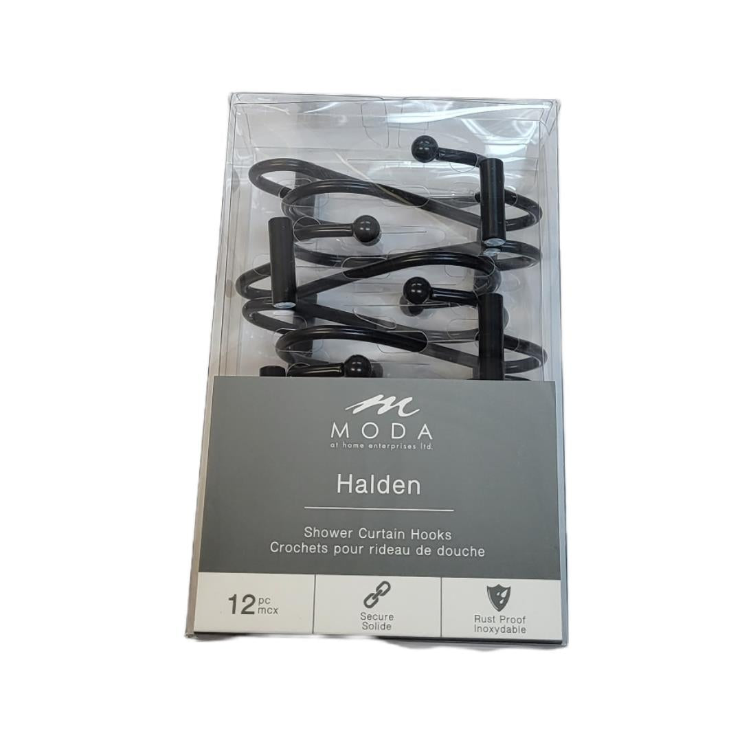 Moda At Home Black Halden Shower Hooks Pack Of 12