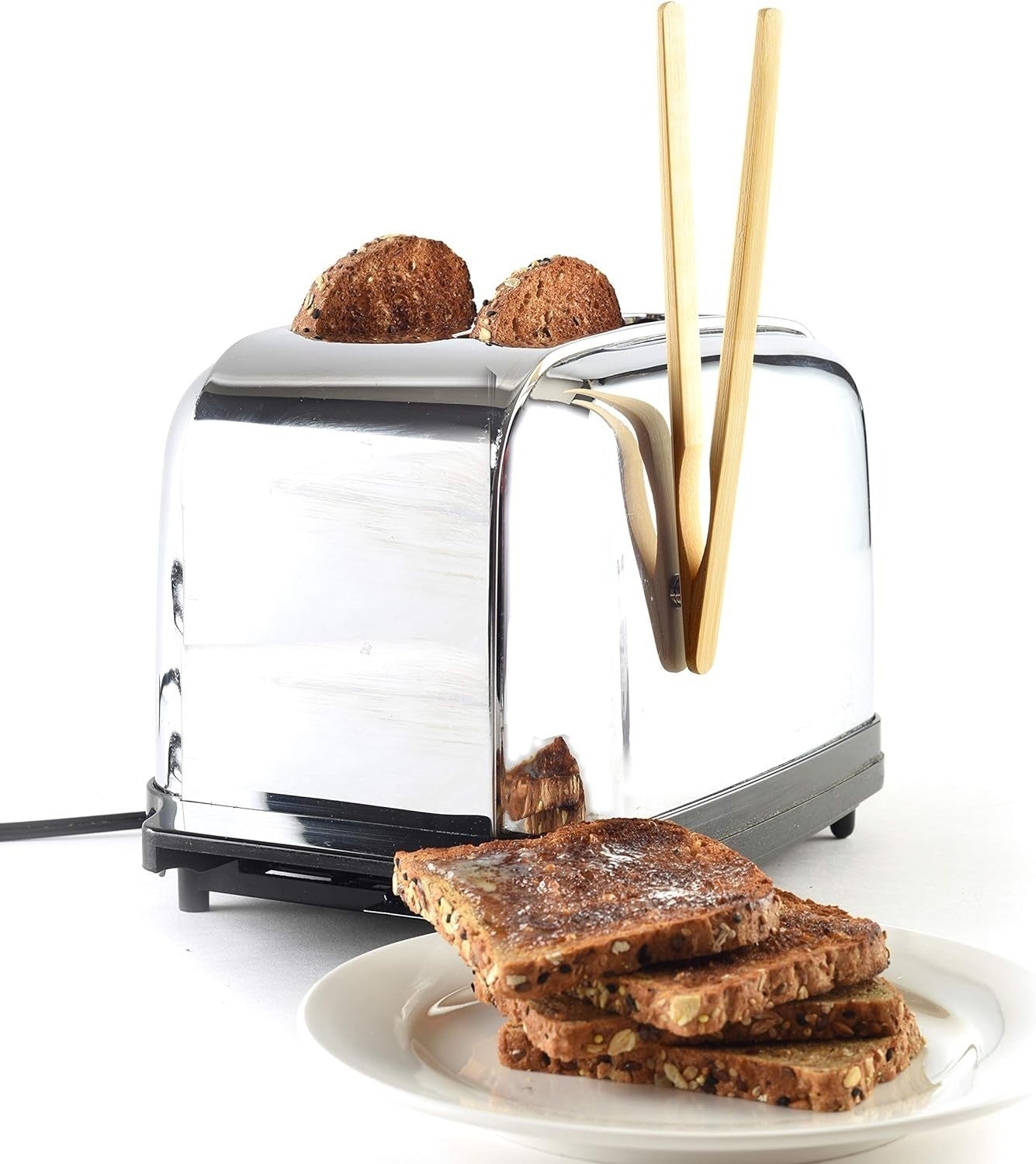 Norpro Bamboo Magnetic Toaster Tongs - iQ living