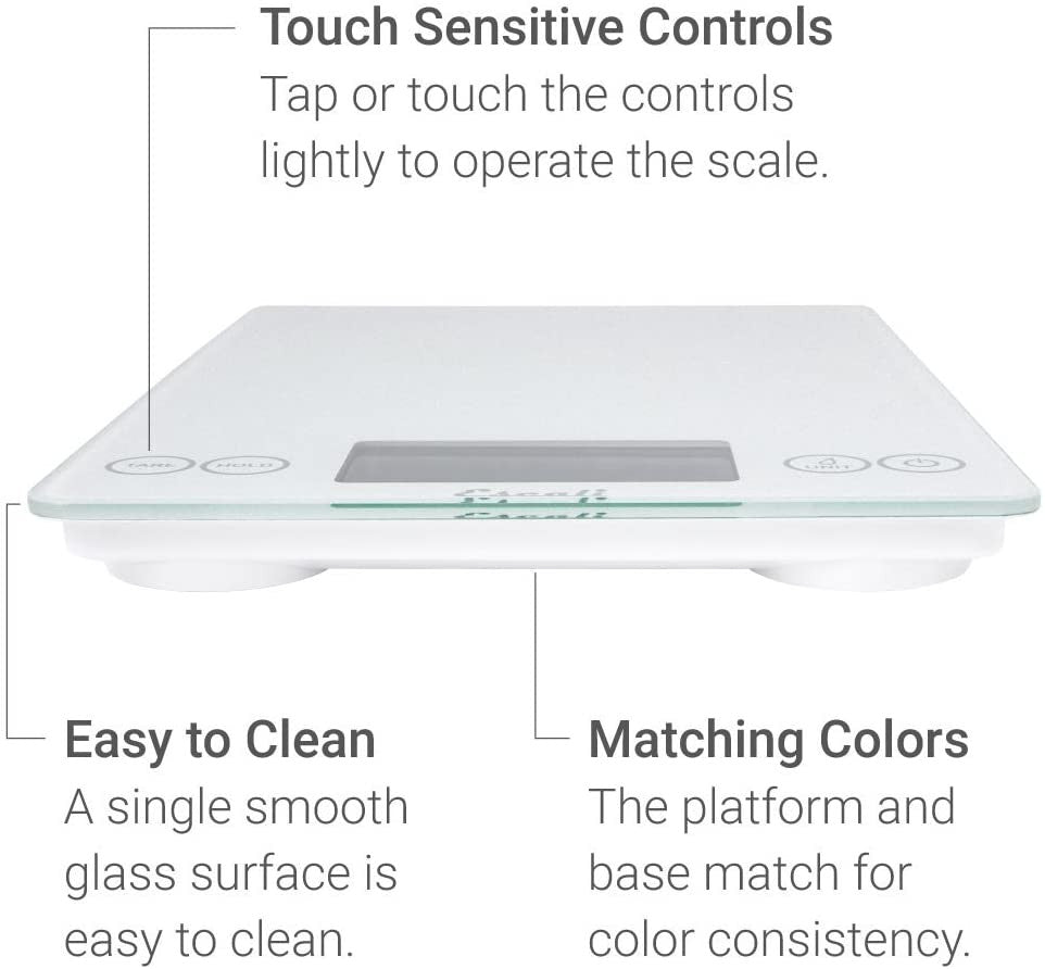 Escali Arti Glass Kitchen Scale - Frost White - iQ living