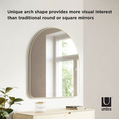 Umbra Hubba Brass Rim Arched Mirror