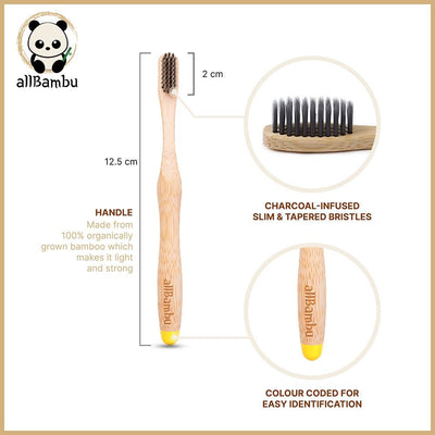 AllBambu Kids Bamboo Toothbrush - Soft Bristles