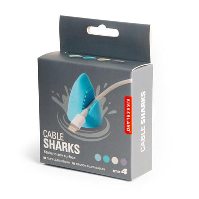 Kikkerland Stick-On Cable Sharks Set Of 4