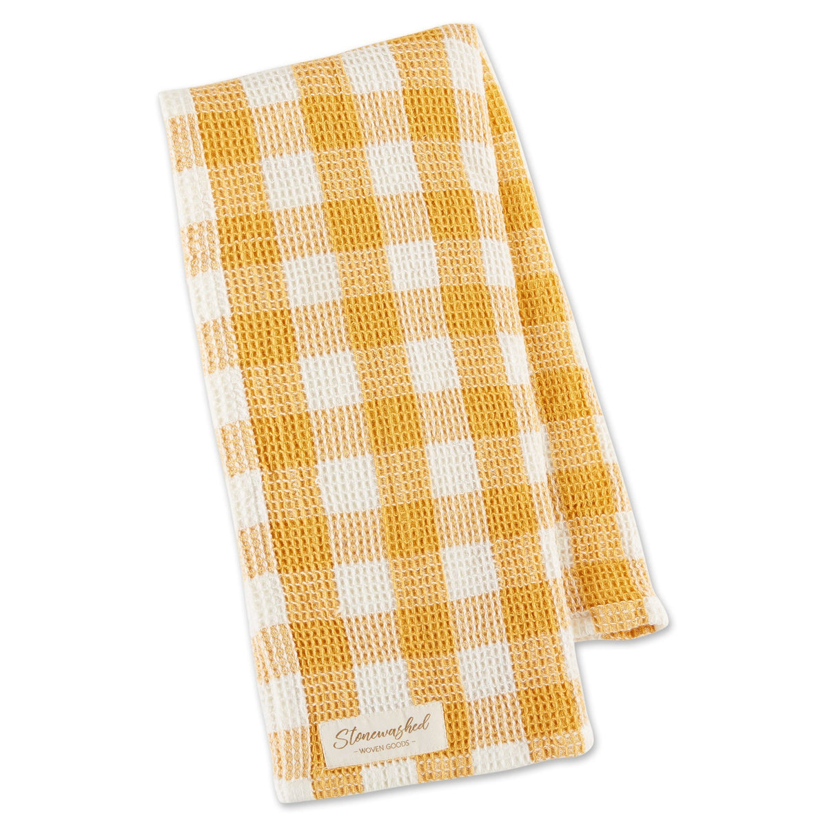 Design Imports Checker Stonewashed Waffle Tea Towel