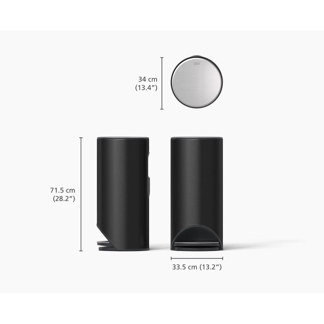 Joseph Joseph Arc Matte Black Waste Can 30L