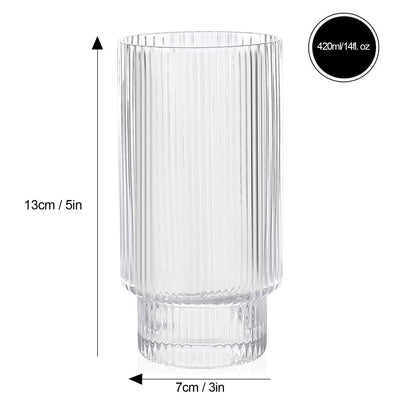 Brilliant Ribbed Clear Drinking Glass Set Of 4