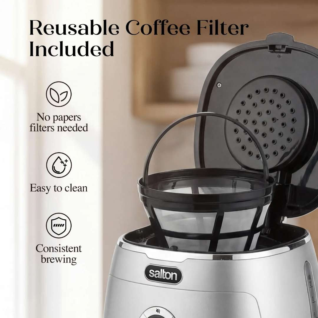 Salton NuRetro 12-Cup Digital Coffee Maker - Silver