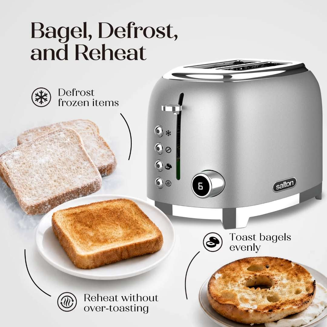 Salton NuRetro 2-Slice Digital Toaster - Silver