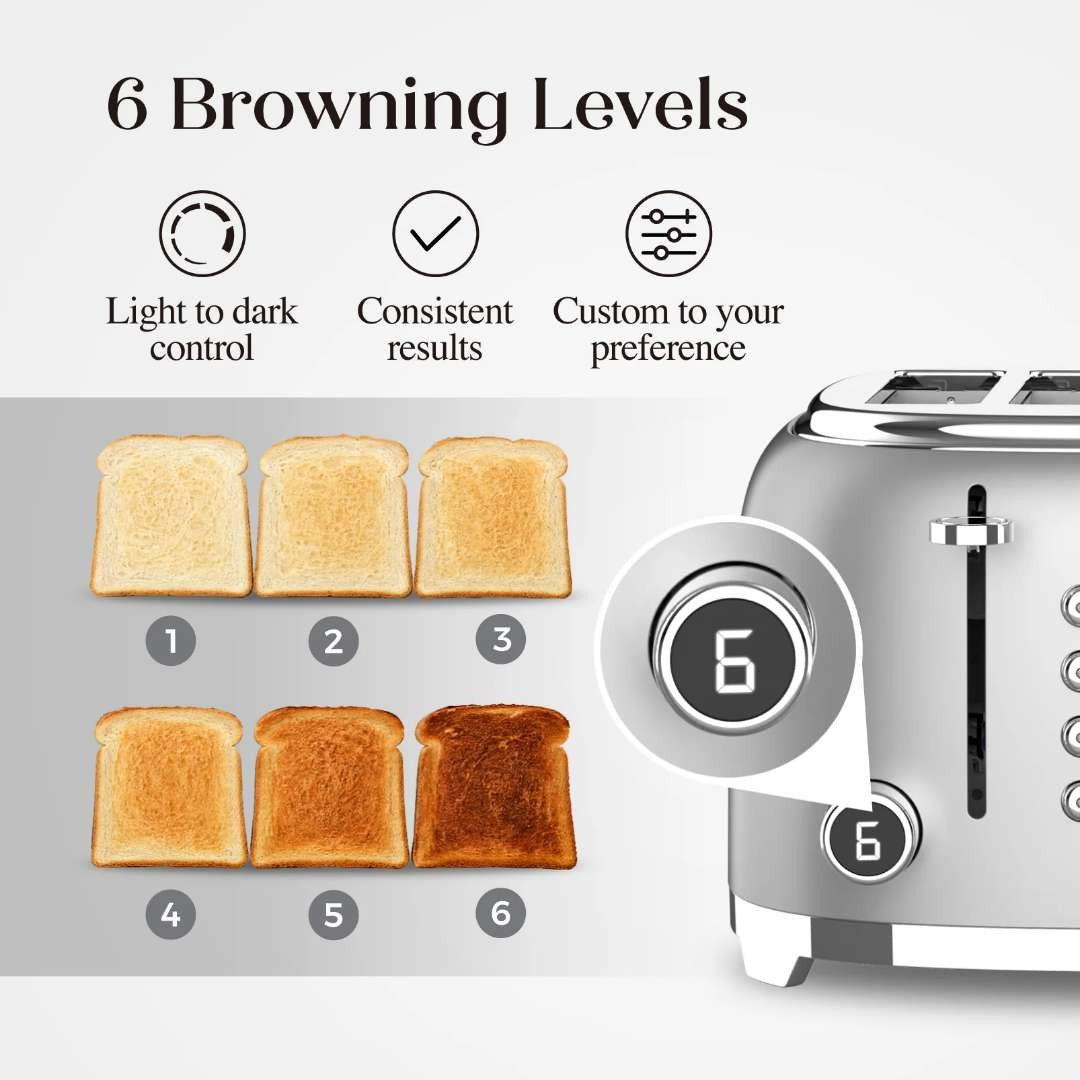 Salton NuRetro 4-Slice Digital Toaster - Silver