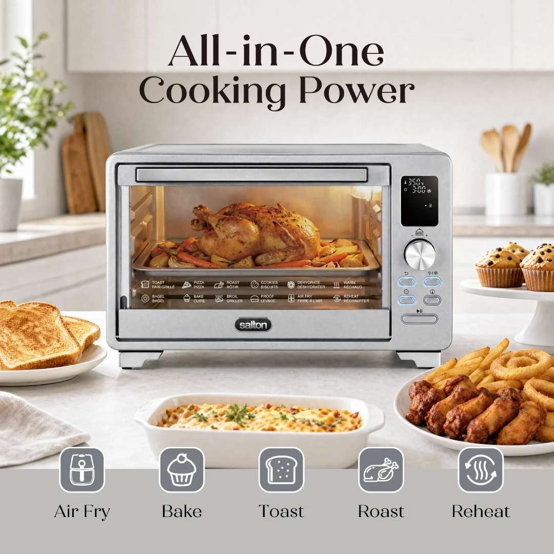 Salton NuRetro Digital Air Fryer Toaster Oven - Silver