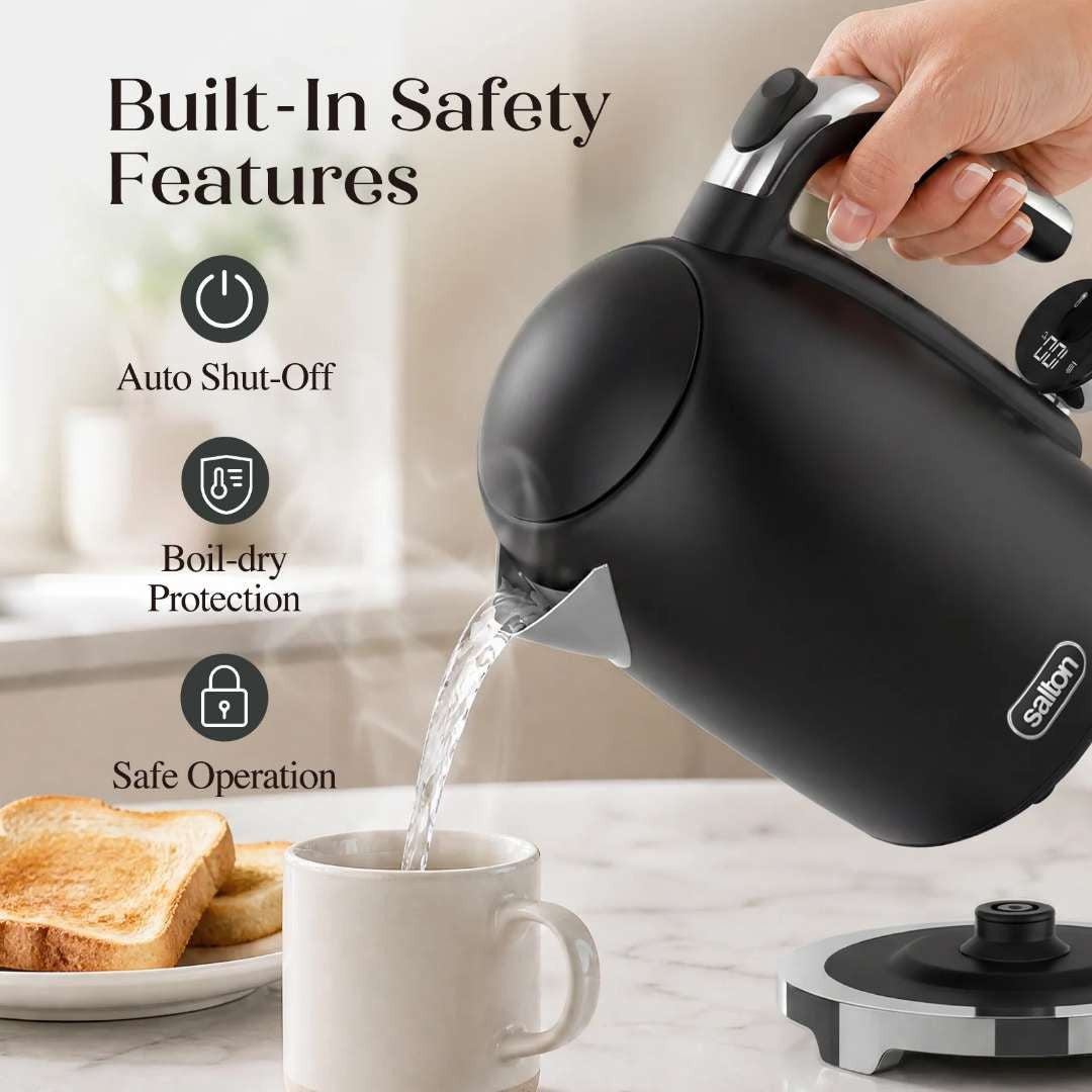 Salton NuRetro 1.7L Digital Kettle - Black