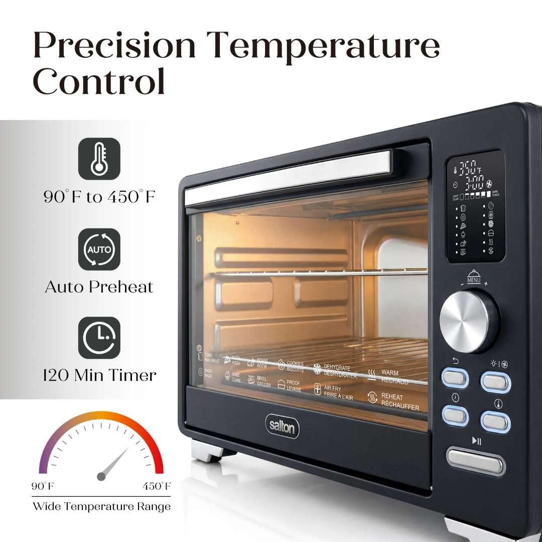 Salton NuRetro Digital Air Fryer Toaster Oven - Black